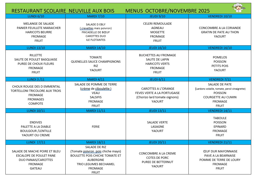 reste des menus octobre nove reste des menus octobre nove