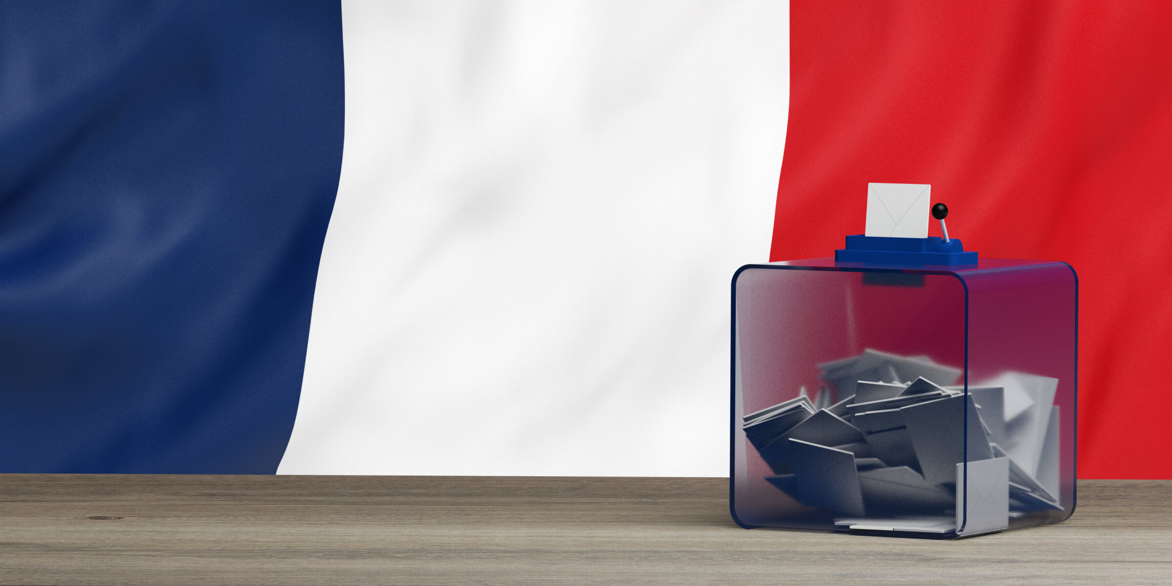 3D rendering ballot box with french flag
